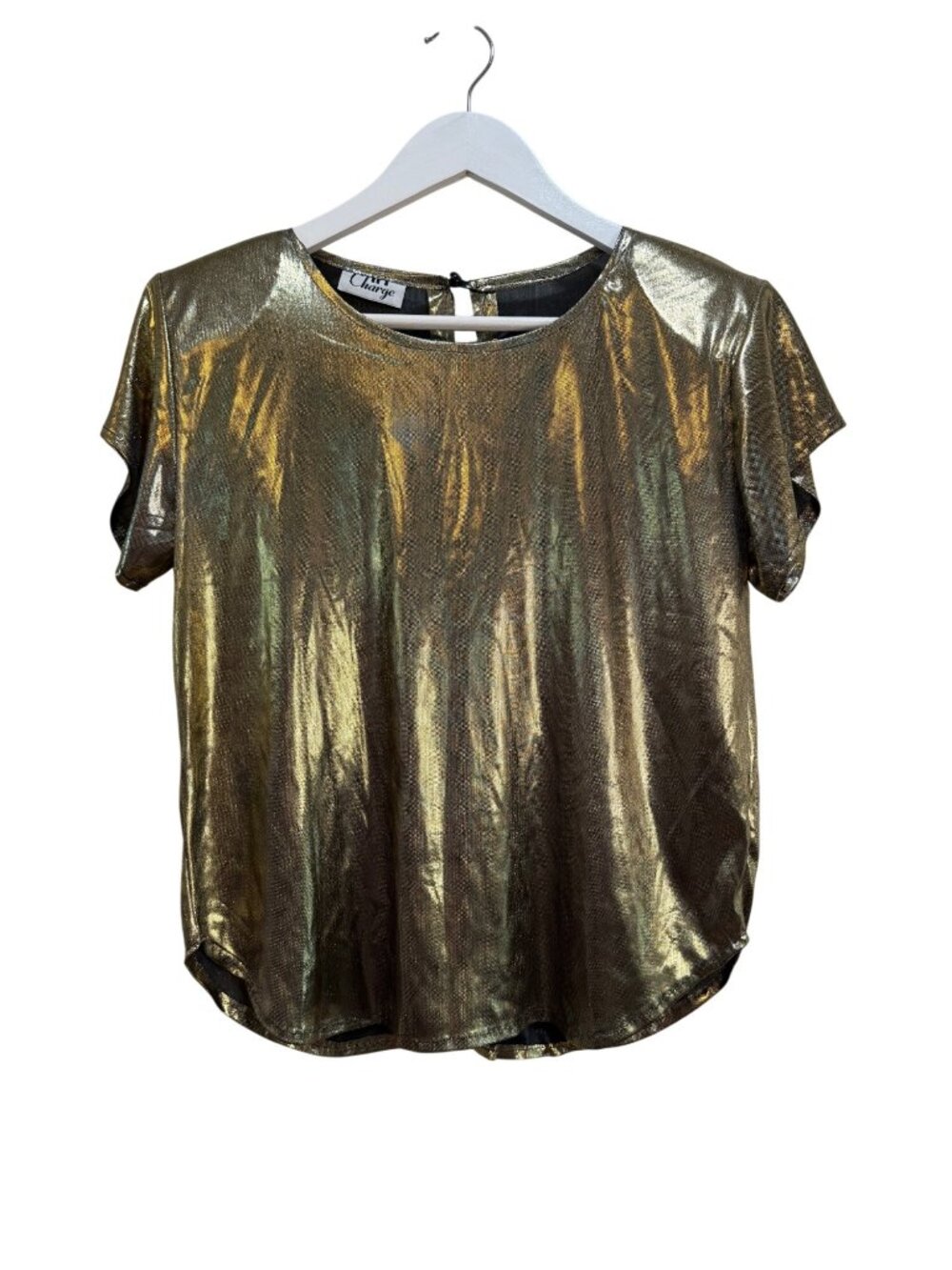 Liquid Metallic Gold Lame Vintage 1980's Disco Party Top